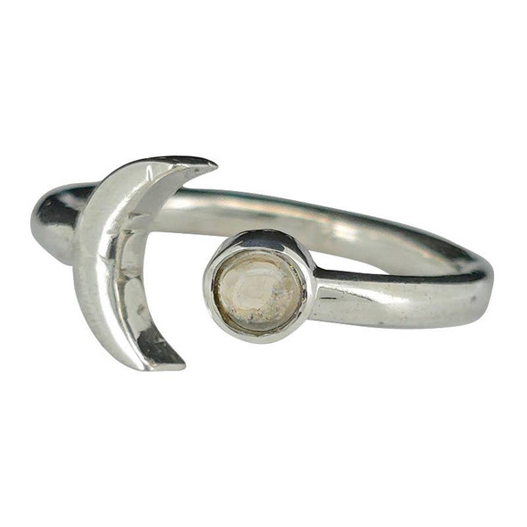 Smoky Quartz Moon Adjustable Ring