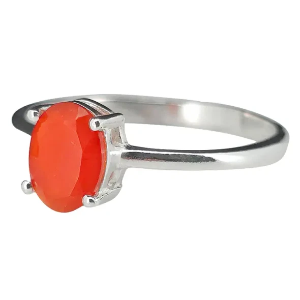 Faceted Red Onyx Sterling Silver Ring
