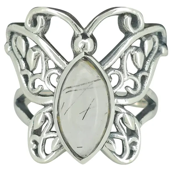 Rutilated Quartz Butterfly Ring