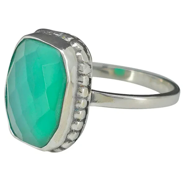 Faceted Green Onyx Freeform Ring