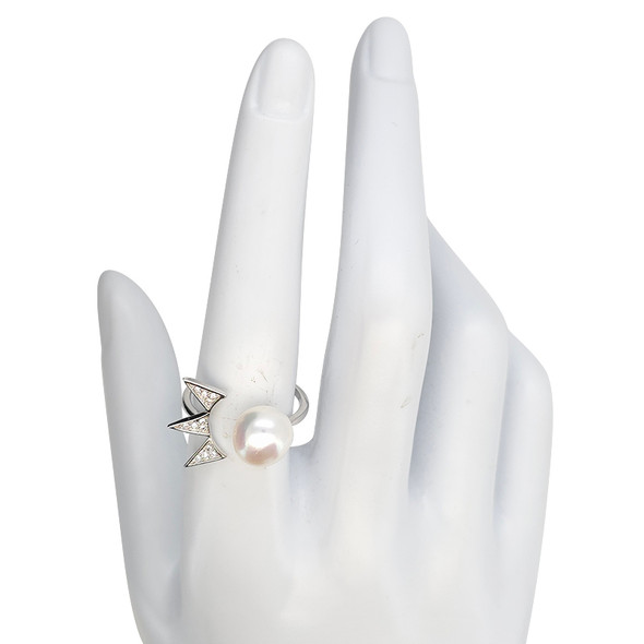Triangle Burst Adjustable Pearl Sterling Silver Ring