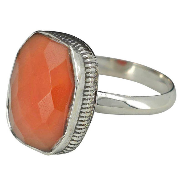 Faceted Red Onyx Sterling Silver Ring