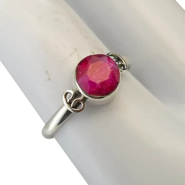 Faceted Composite Ruby Sterling Silver Ring