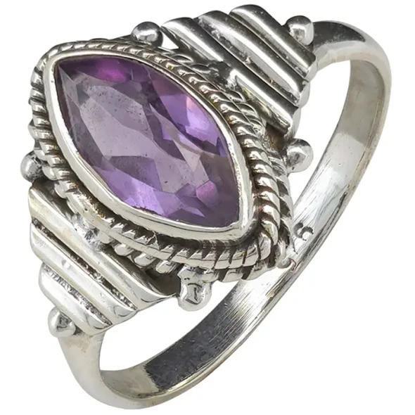 Faceted Amethyst Sterling Silver Ring