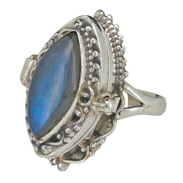 Labradorite Sterling Silver Locket / Poison Ring