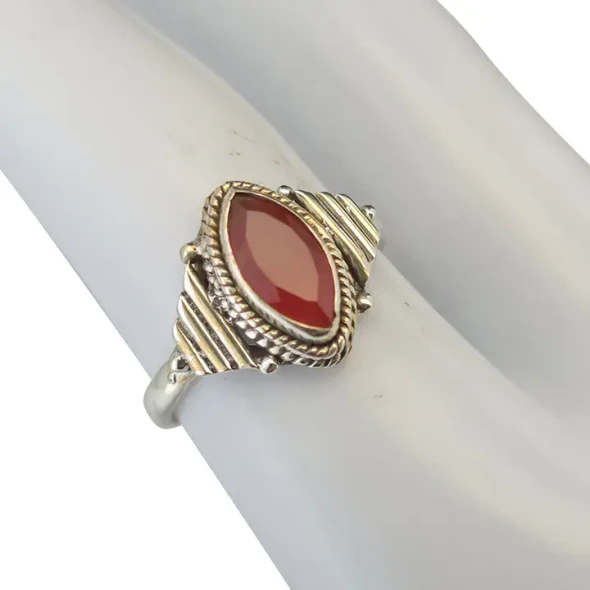 Faceted Red Onyx Sterling Silver Ring