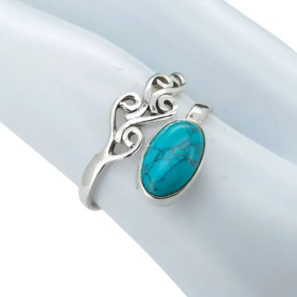 Howlite .925 Sterling Silver Adjustable Ring
