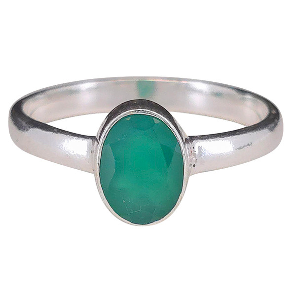 Faceted Green Onyx Sterling Silver Ring