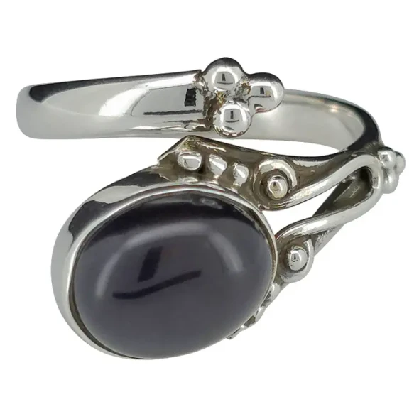 Black Onyx Sterling Silver Adjustable Ring