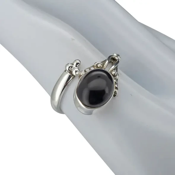 Black Onyx Sterling Silver Adjustable Ring