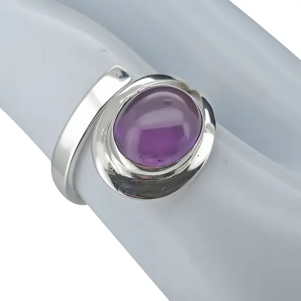 Amethyst Sterling Silver Adjustable Ring