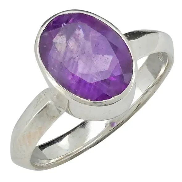 Faceted Amethyst Sterling Silver Handmade Ring