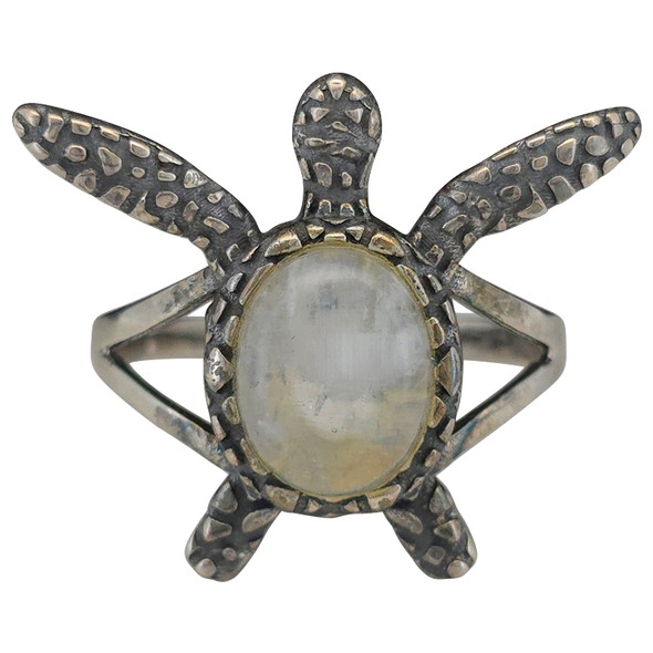 Moonstone Sterling Silver Sea Turtle Ring