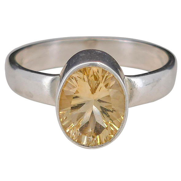Faceted Citrine Sterling Silver Ring