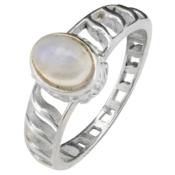 Moonstone Sterling Silver Cutout Band Ring