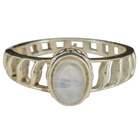 Moonstone Sterling Silver Cutout Band Ring