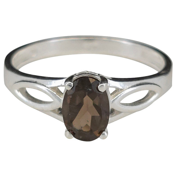 Faceted Smoky Quartz Sterling Silver Ring