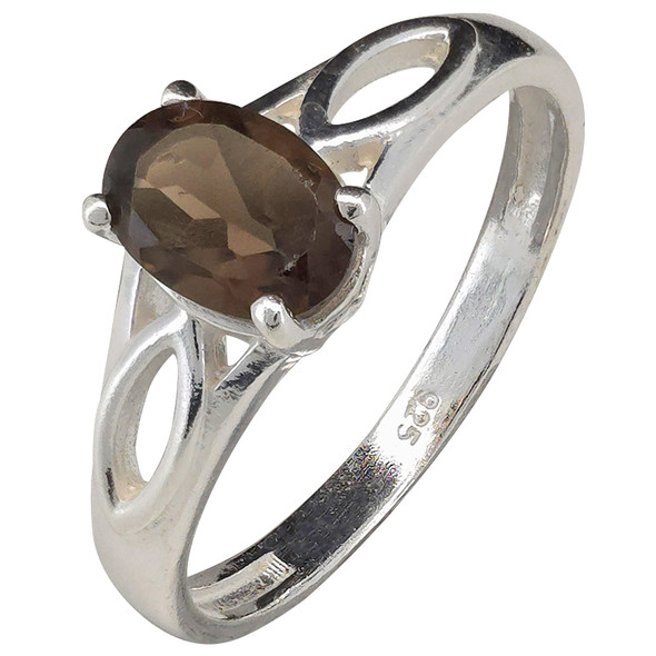 Faceted Smoky Quartz Sterling Silver Ring