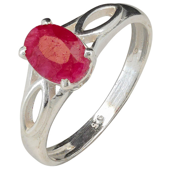 Faceted Composite Ruby Sterling Silver Ring