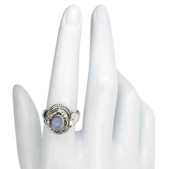 Oval Moonstone Locket / Poison Sterling Silver Ring