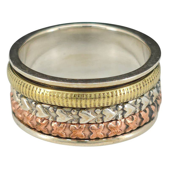 Silver, Brass, and Copper Spinner Anxiety Ring
