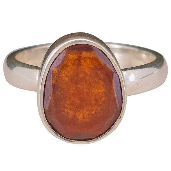 Faceted Hessonite Garnet Adjustable Sterling Silver Ring