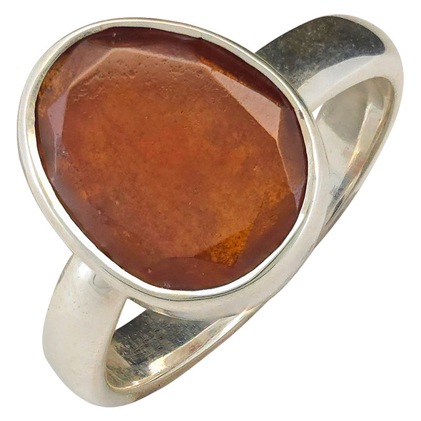 Faceted Hessonite Garnet Adjustable Sterling Silver Ring