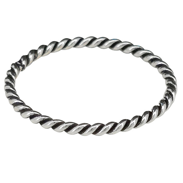 Twisted Rope Stacking Sterling Silver Ring