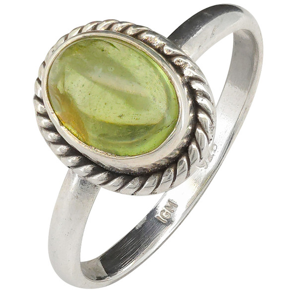 Peridot Twisted Rope Sterling Silver Ring