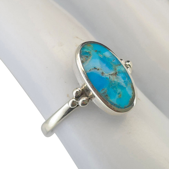 Howlite Silver Bead Accent Sterling Silver Ring