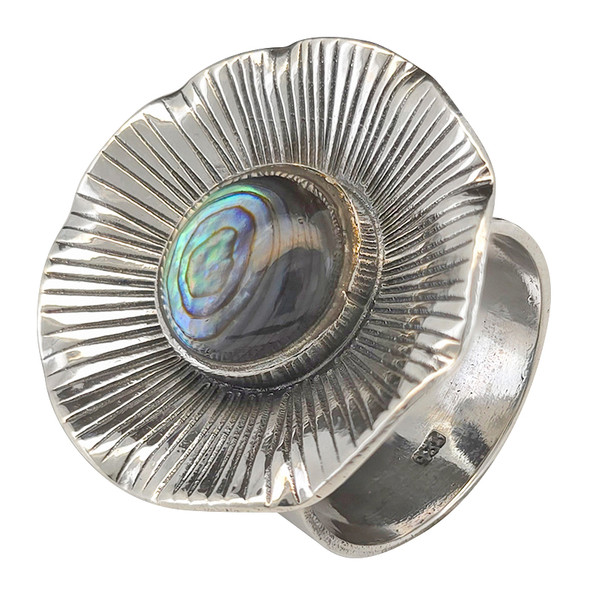 Abalone Floral Sterling Silver Ring