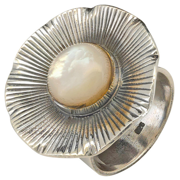 Pearl Floral Sterling Silver Ring
