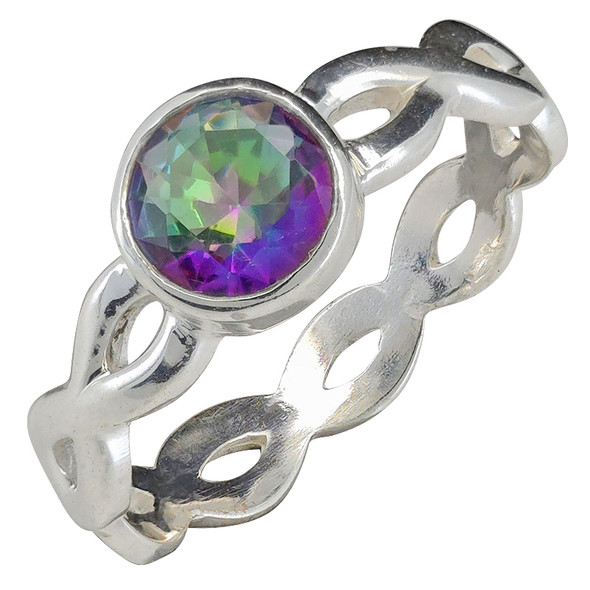 Faceted Mystic Woven-Style Sterling Silver Ring