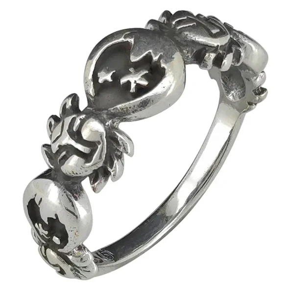 Alternating Moon and Sun Sterling Silver Ring.