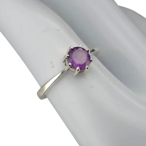 Faceted Amethyst Sterling Silver Ring