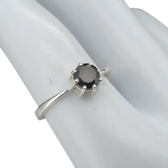 Faceted Black Onyx Sterling Silver Ring