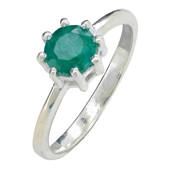 Faceted Composite Emerald Sterling Silver Ring