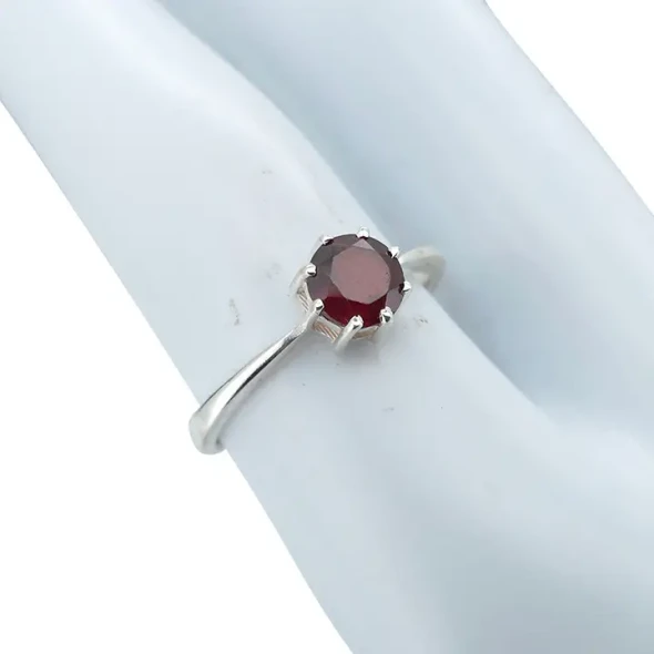 Faceted Garnet Sterling Silver Ring