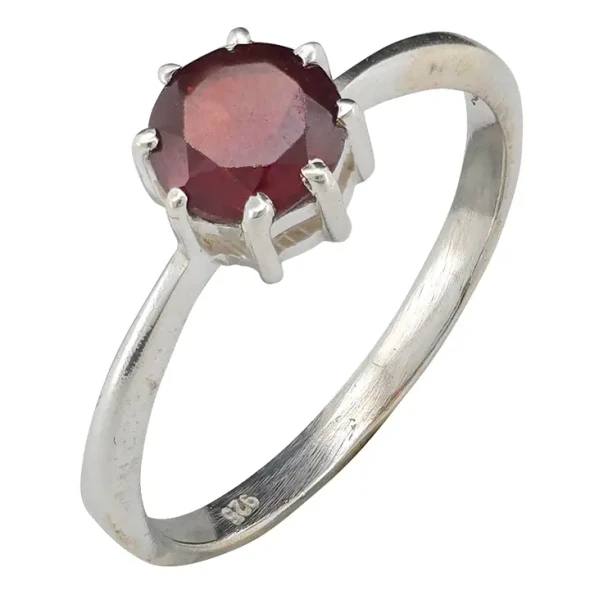 Faceted Garnet Sterling Silver Ring