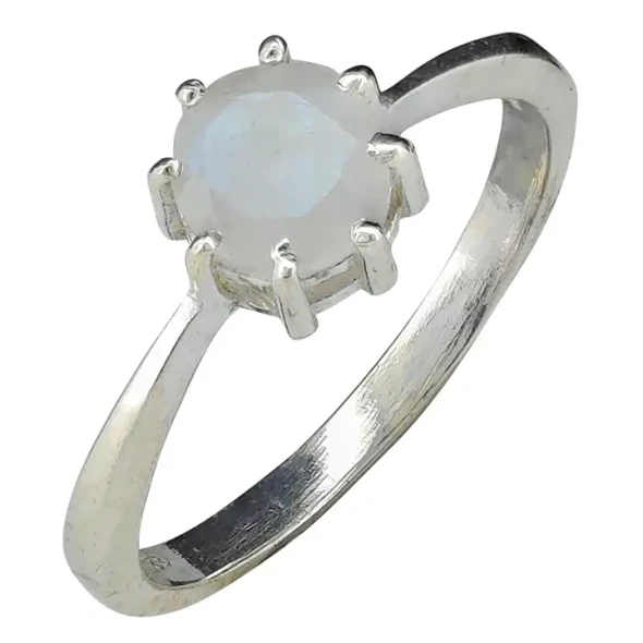 Faceted Moonstone Sterling Silver Ring