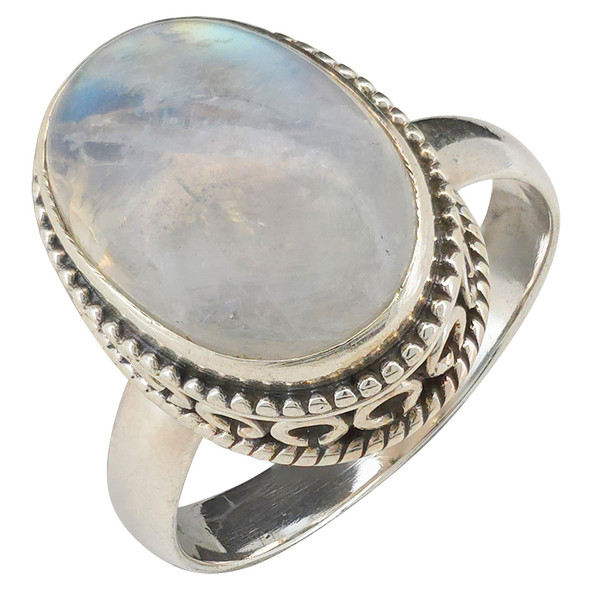 Moonstone Scrollwork Sterling Silver Ring