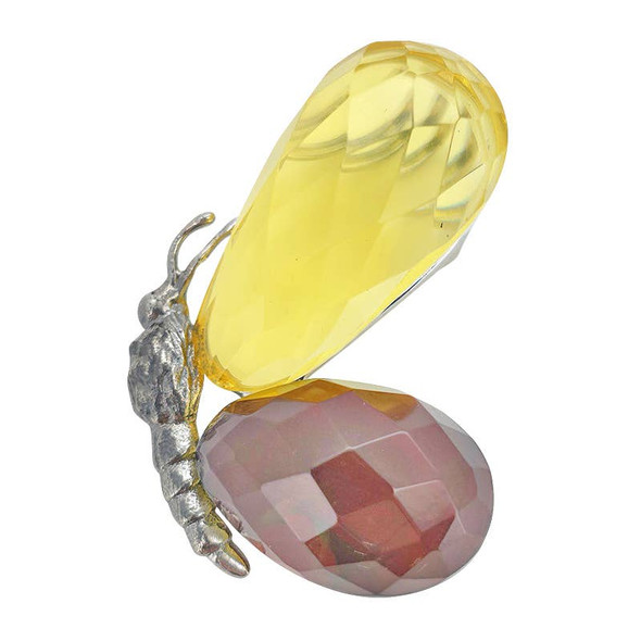 Faceted Multicolor Amber Butterfly Pendant