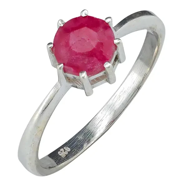 Faceted Composite Ruby Sterling Silver Ring