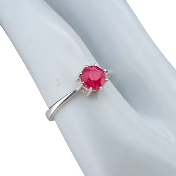 Faceted Composite Ruby Sterling Silver Ring