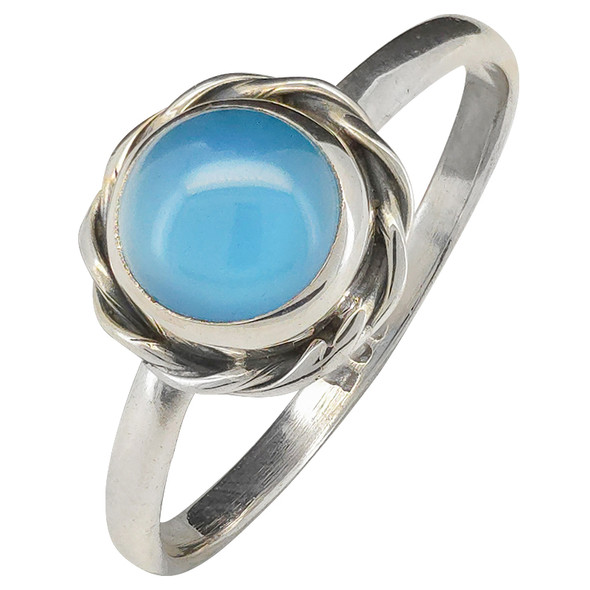 Blue Chalcedony Twisted Rope Sterling Silver Ring
