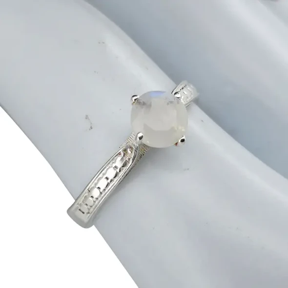 Faceted Moonstone Sterling Silver Ring