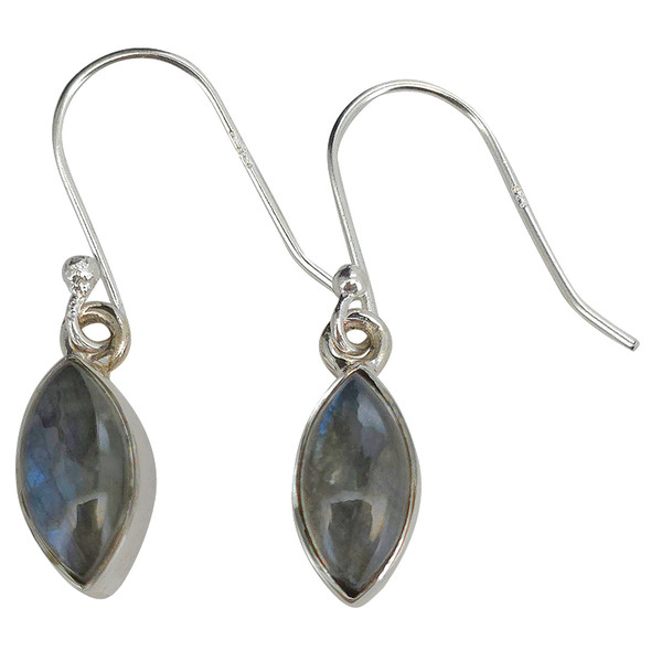 Labradorite Marquise Sterling Silver Hook Earrings