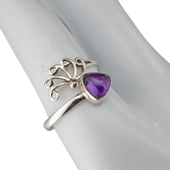 Amethyst Sterling Silver Adjustable Ring