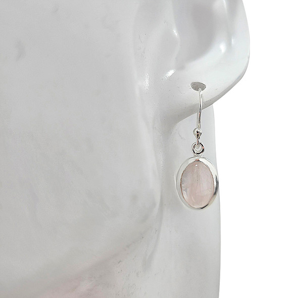 Rose Quartz Sterling Silver Hook Earrings