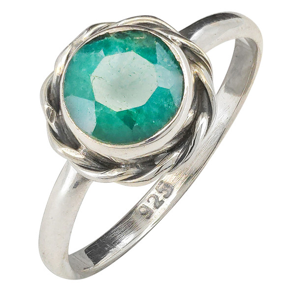 Faceted Composite Emerald Sterling Silver Ring